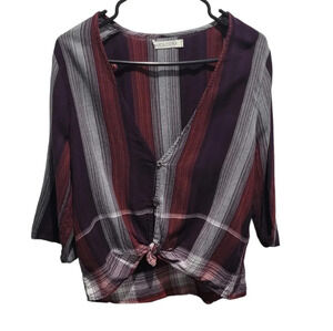 VOLCOM striped front tie blouse